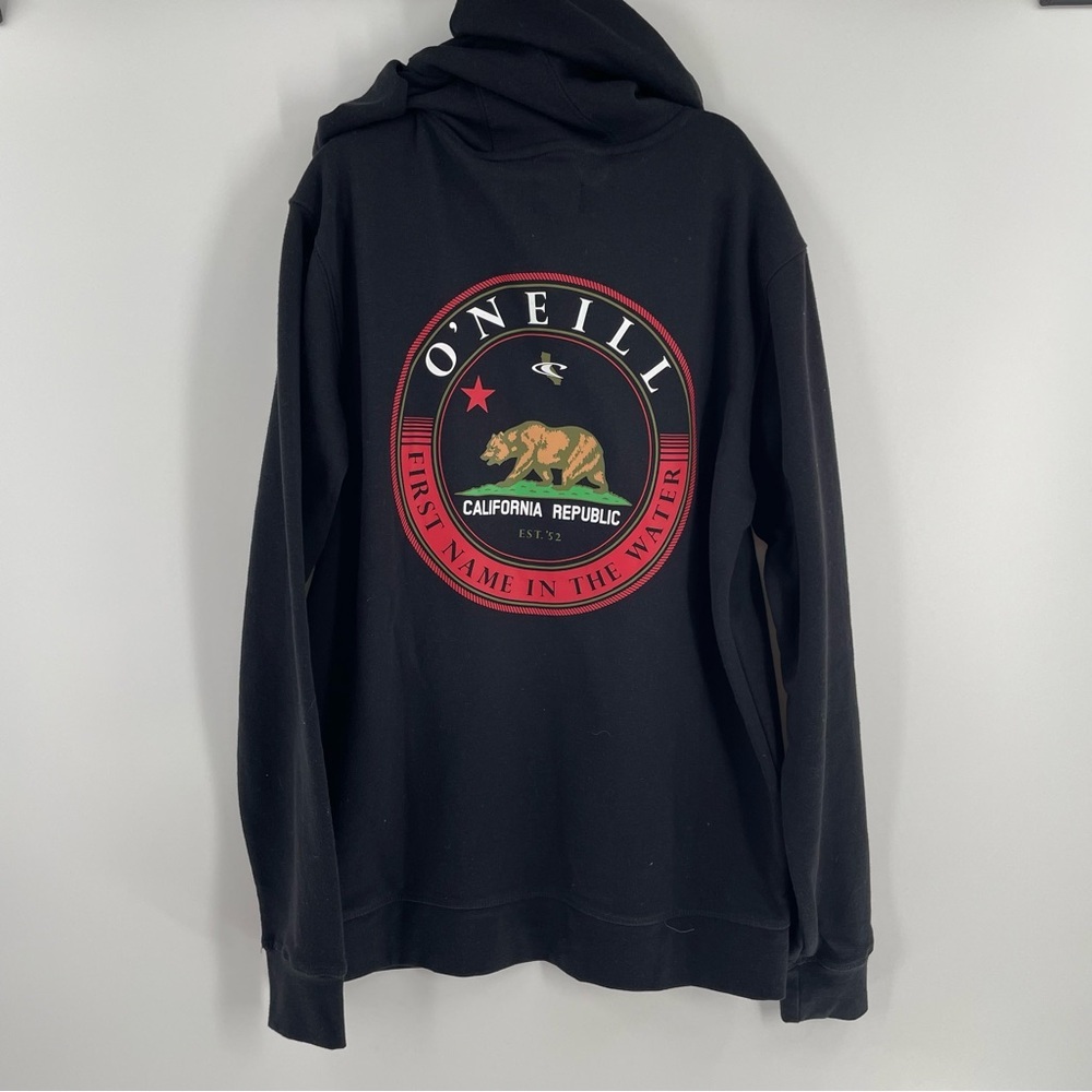 NWT O’Neill California Marquee Black Cotton Blend Pullover Kanga Pocket Hoodie